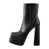 Square Toe Double Platform Boots