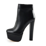 Platform Round Toe Chunky Heel Ankle Boots