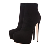 Round Toe Side Zipper Ankle Boots