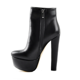 Platform Round Toe Chunky Heel Ankle Boots