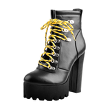 Round Toe Platform Chunky Heels Ankle Boots