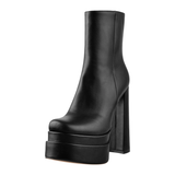 Square Toe Double Platform Boots