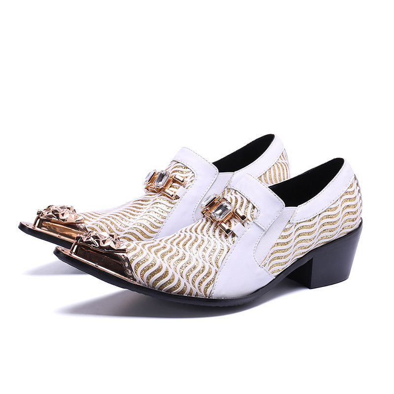 Pointed Metal Toe Rhinestones Slip On Shoes