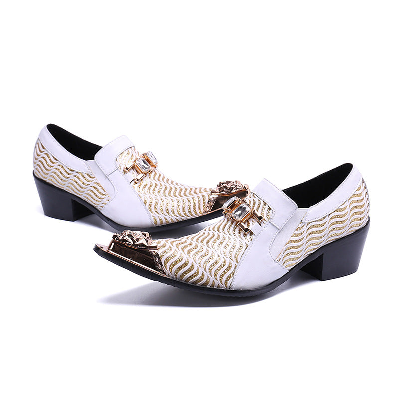 Pointed Metal Toe Rhinestones Slip On Shoes