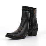 Poined Toe Tassel Buckle Ankle Boots