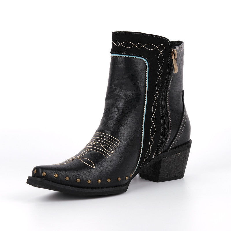 Poined Toe Tassel Buckle Ankle Boots