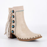 Poined Toe Tassel Buckle Ankle Boots