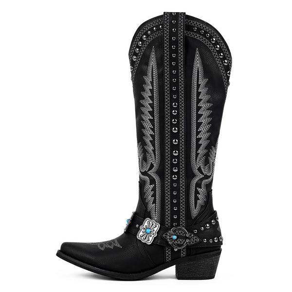 Pointed Toe Western Embroidered Boots