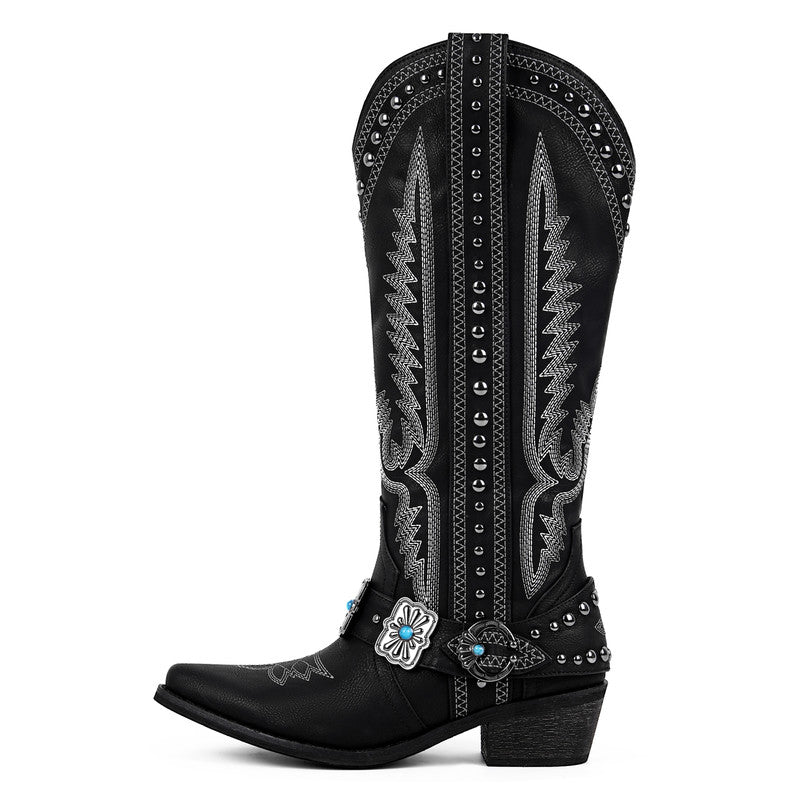 Pointed Toe Western Embroidered Boots
