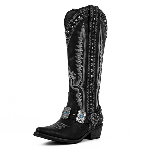 Pointed Toe Western Embroidered Boots
