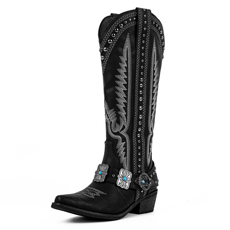 Pointed Toe Western Embroidered Boots