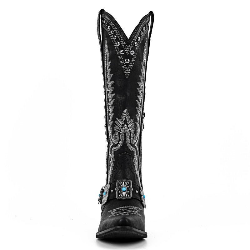 Pointed Toe Western Embroidered Boots