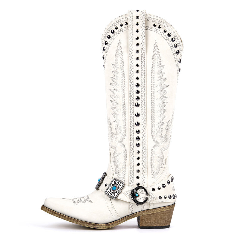 Pointed Toe Western Embroidered Boots