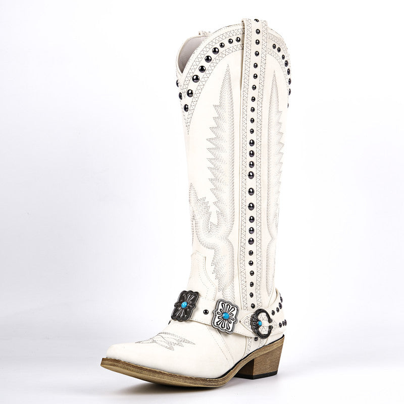 Pointed Toe Western Embroidered Boots