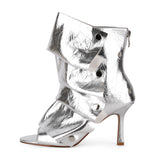 Open Toe High Heel Ankle Boots