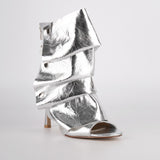 Open Toe High Heel Ankle Boots