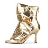 Open Toe High Heel Ankle Boots