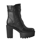 Platform Metal Buckle Chunky Heel Ankle Boots