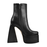 Platform Square Toe Chunky Heel Ankle Boots