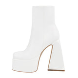 Platform Square Toe Chunky Heel Ankle Boots