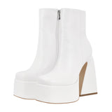Platform Square Toe Chunky Heel Ankle Boots