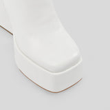 Platform Square Toe Chunky Heel Ankle Boots