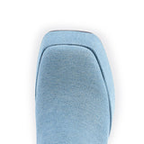 Square Toe Denim Chunky Heel Platform Boots