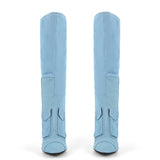 Pointed Denim High Heel Boots