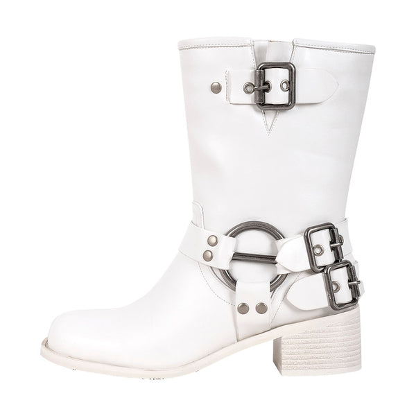Chunky Heel Buckle Ankle Boots