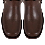 Chunky Heel Buckle Ankle Boots