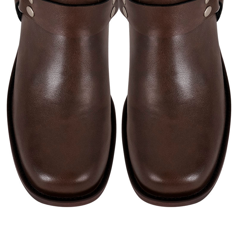 Chunky Heel Buckle Ankle Boots