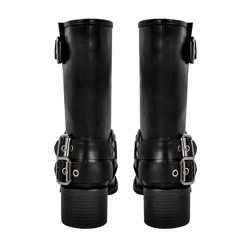 Chunky Heel Buckle Ankle Boots