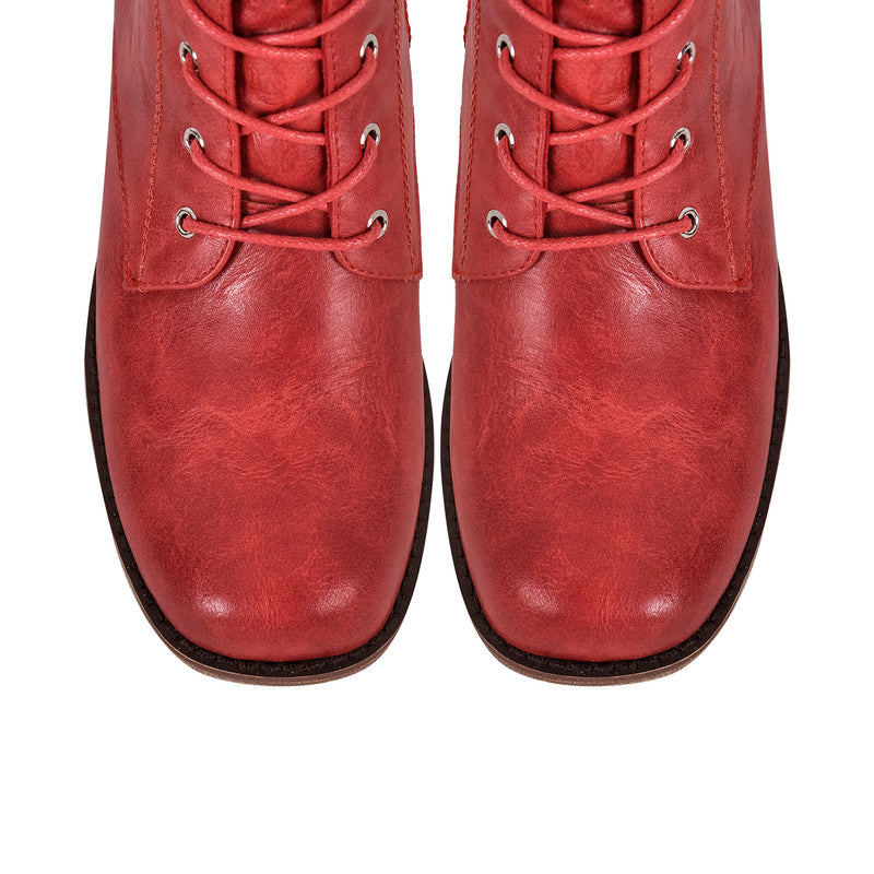 Chunky Heel Lace Up Ankle Boots