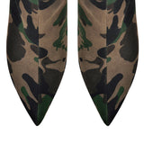 Camouflage Pointed Toe Fold Over Wedge High Boots