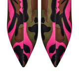 Camouflage Pointed Toe Fold Over Wedge High Boots