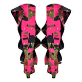 Pointed Toe Wedge Heel Camouflage Fold Over Boots