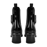 Pointed Toe Buckle Slip on Ankle Boots