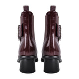 Pointed Toe Buckle Slip on Ankle Boots
