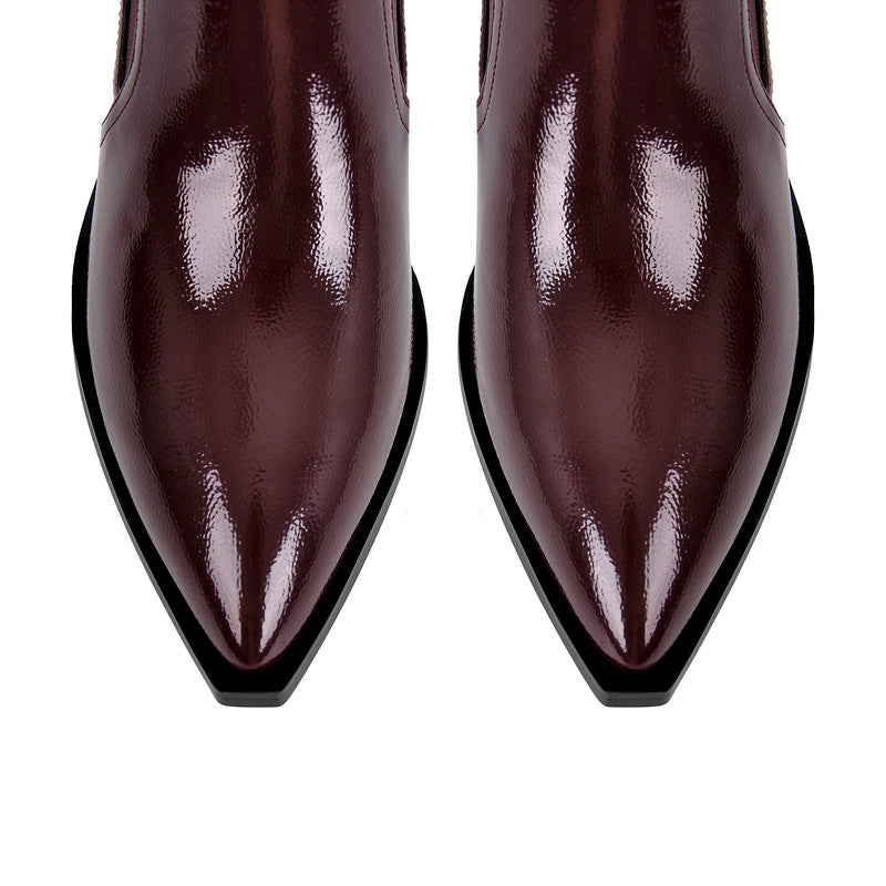 Pointed Toe Buckle Slip on Ankle Boots