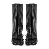 Bow leder Tabi Boots Square Toe Ankle
