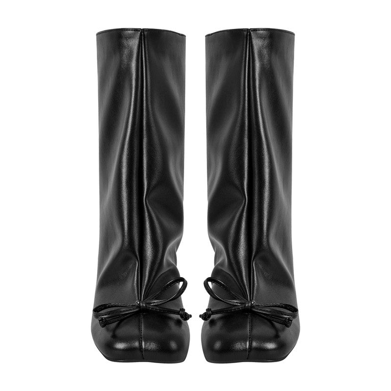 Bow leder Tabi Boots Square Toe Ankle