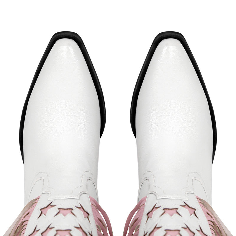 Star Fringe Mid-Calf Cowboy Boots