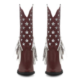Star Fringe Mid-Calf Cowboy Boots