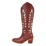 Pointed Toe Embroidery Chunky Heel Fashion Western Boots