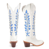 Pointed Toe Embroidery Chunky Heel Fashion Western Boots