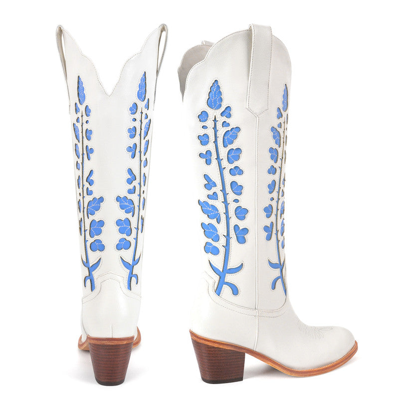 Pointed Toe Embroidery Chunky Heel Fashion Western Boots