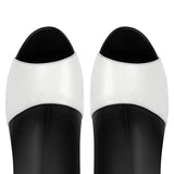 Peep Toe Leather Shaped Heel Ankle Boots