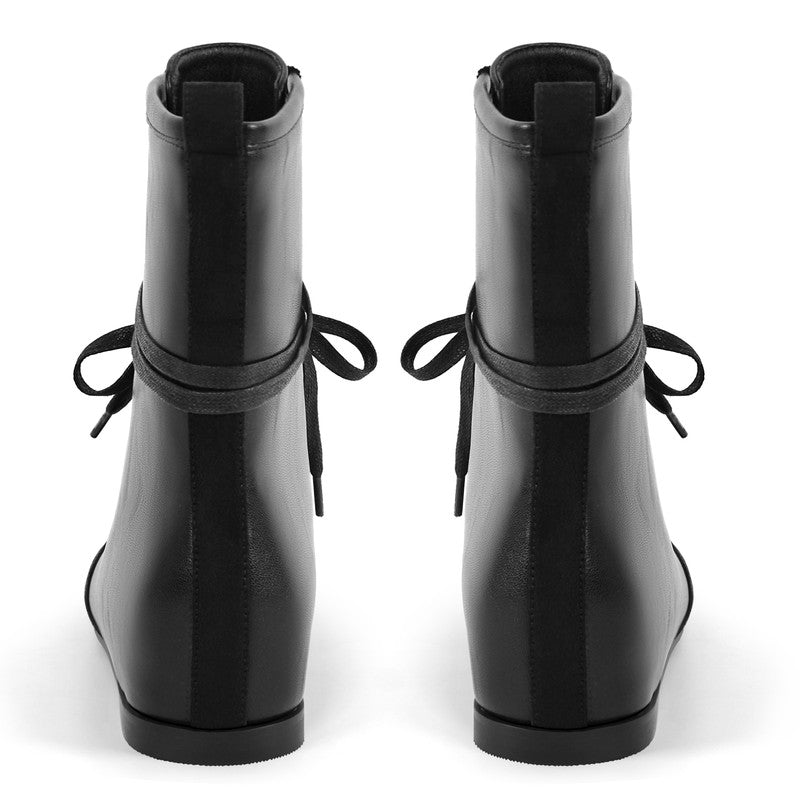 Round Toe Lace-up Boxing Ankle Boots