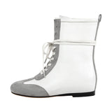 Round Toe Lace-up Boxing Ankle Boots