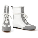Round Toe Lace-up Boxing Ankle Boots
